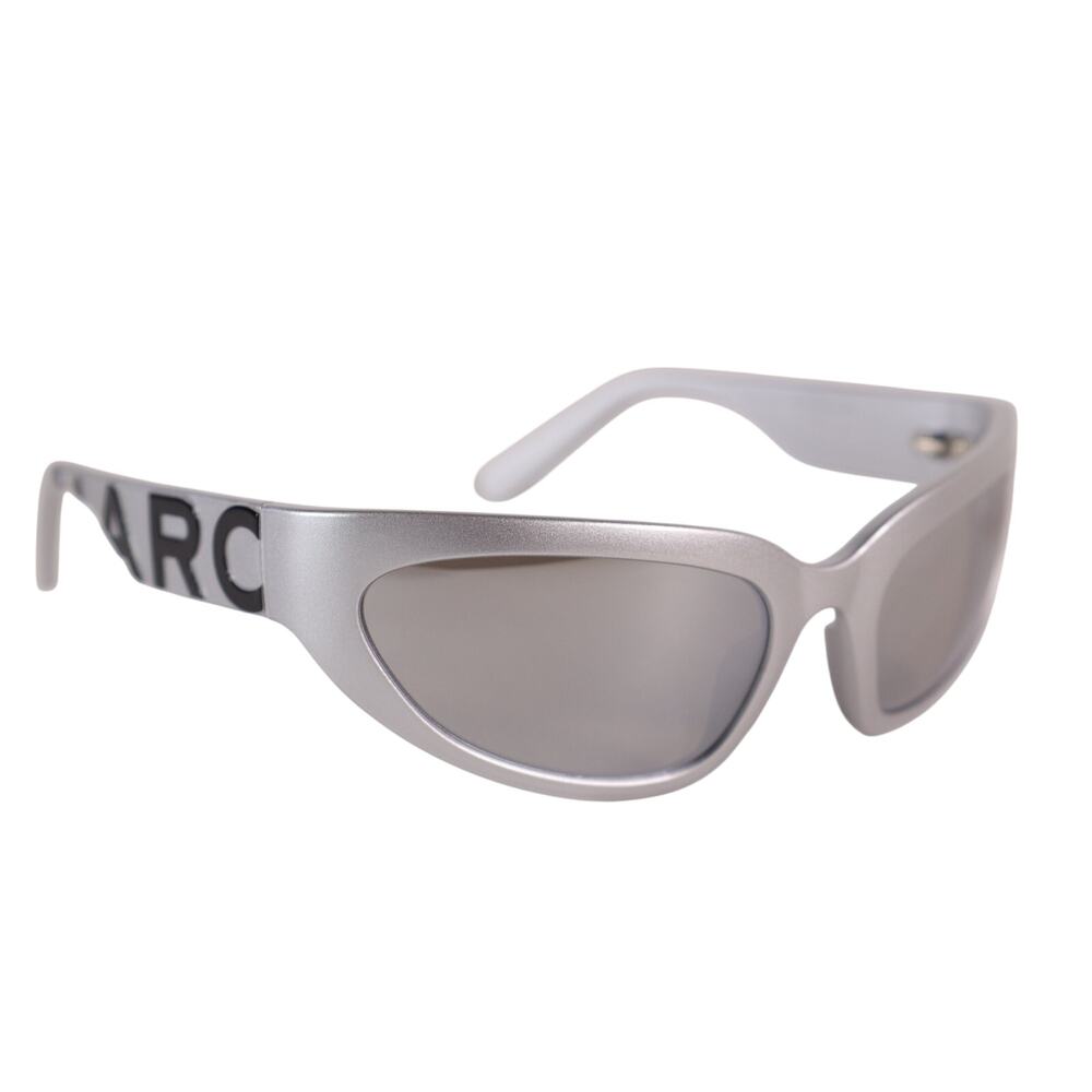 Marc Jacobs Narrow Wraparound Sunglasses - Silver / Silver Mirrored